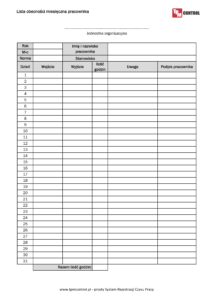 Lista obecności miesięczna pracownika darmowy wzór do pobrania