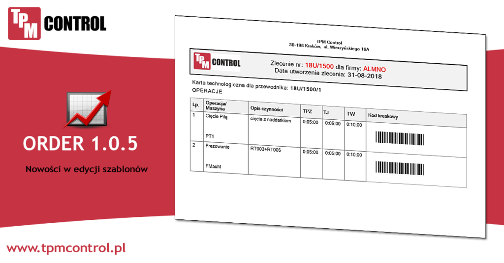 Ekran z szablonem informujący o nowych możliwościach edycji szablonów