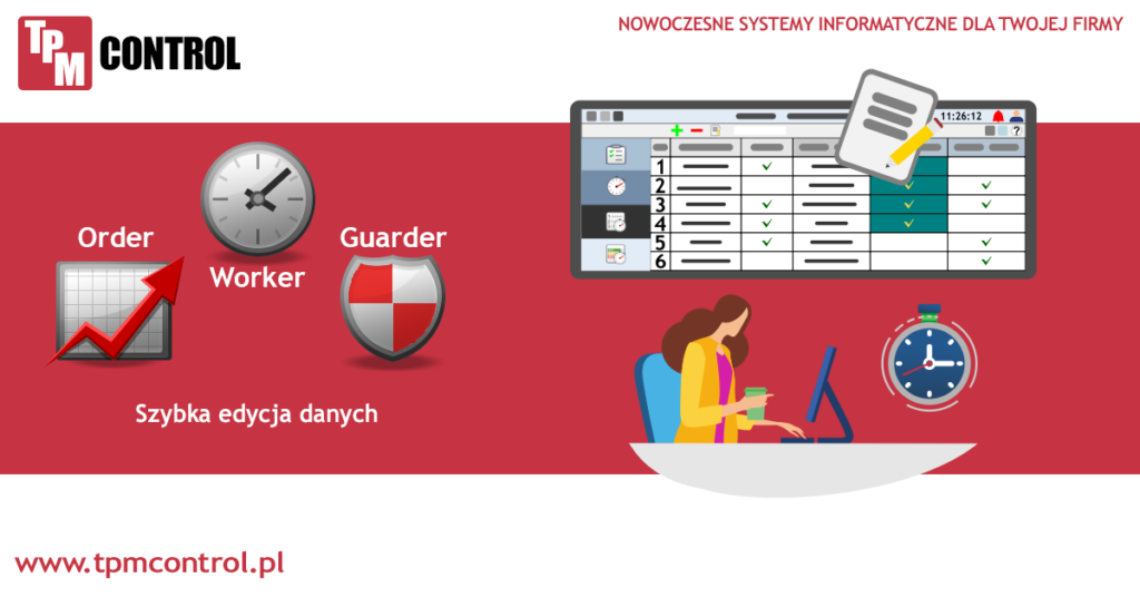 funkcja szybkiej edycji danych w programie rejestracji czasu pracy