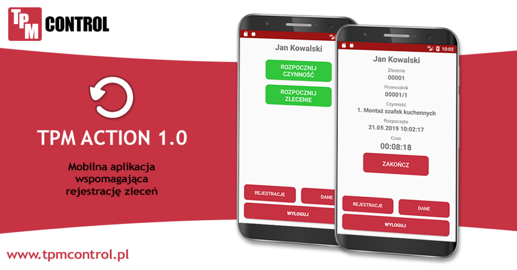 Aplikacja mobilna TPM Action umożliwia rejestracje zleceń w terenie